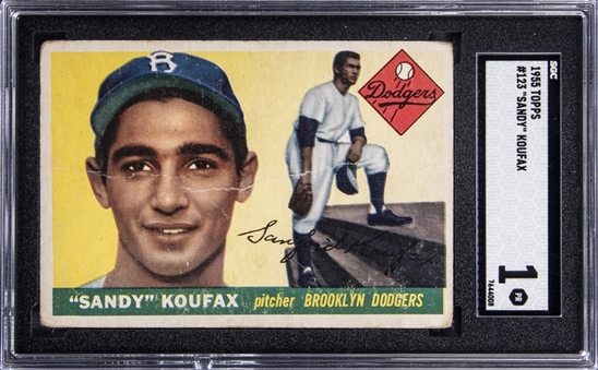 1955 Topps #123 Sandy Koufax Rookie Card - SGC PR 1